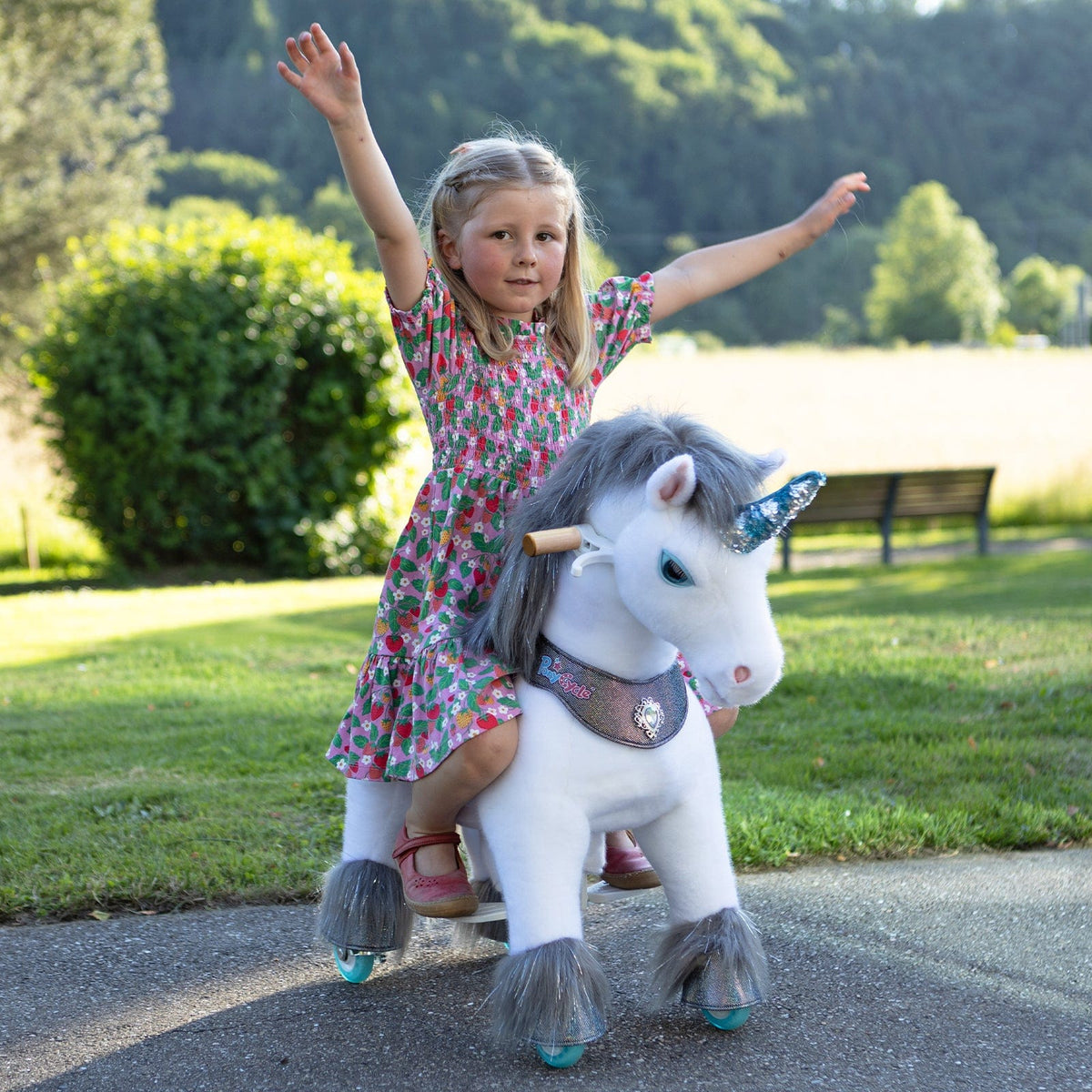 PonyCycle, Inc. Model Y Grey Unicorn Rideable Toy for Age 3-4 - Launching October