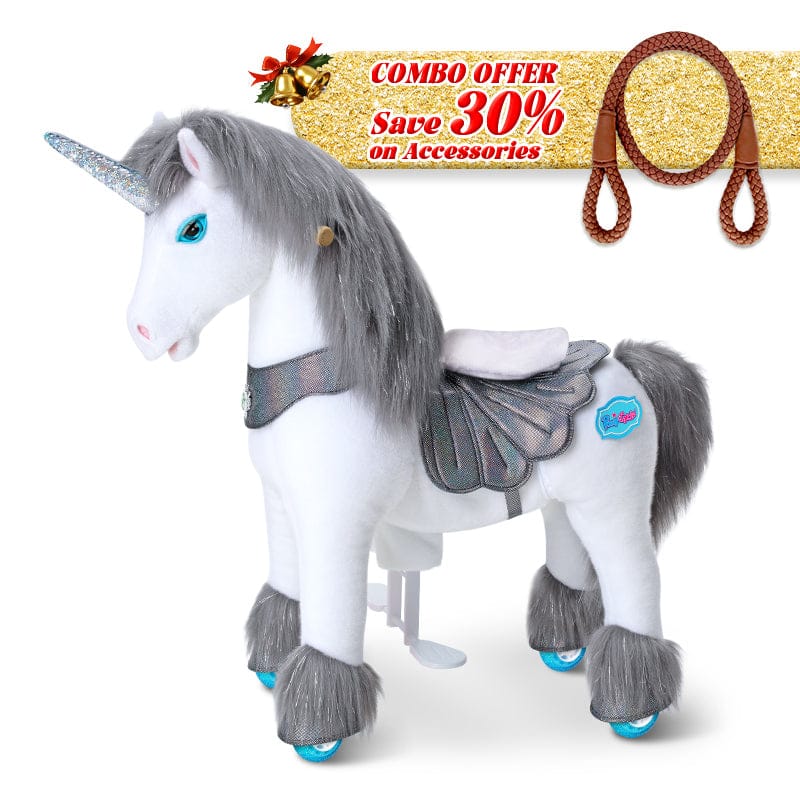 PonyCycle, Inc. Grey / Size 3 for Age 3-5 / Brown Rein Save 30% on Accessories - PonyCycle® Model Y Ride on Pony With Accessory