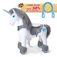 PonyCycle, Inc. Grey / Size 3 for Age 3-5 / Blue Rein Save 30% on Accessories - PonyCycle® Model Y Ride on Pony With Accessory