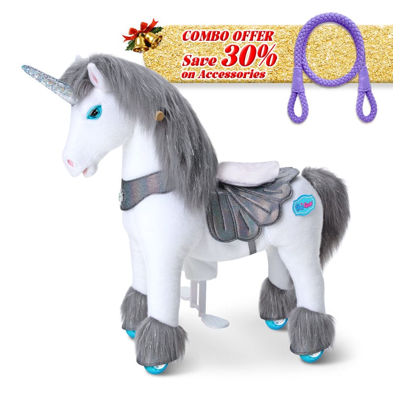 PonyCycle, Inc. Grey / Size 3 for Age 3-5 / Purple Rein Save 30% on Accessories - PonyCycle® Model Y Ride on Pony With Accessory