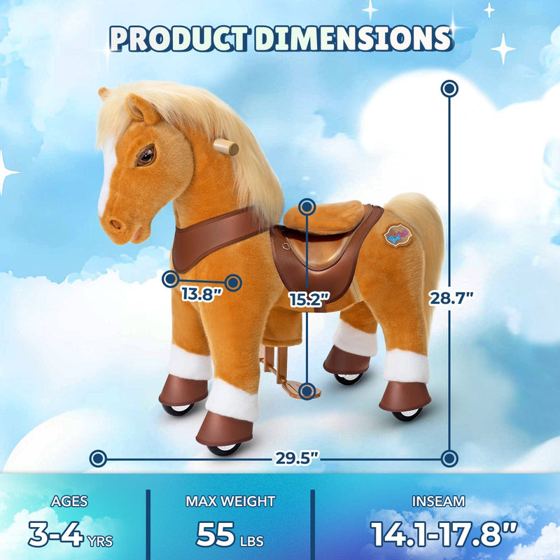 PonyCycle, Inc. Model Y Light Brown Horse Rideable Toy for Age 3-4