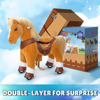 PonyCycle, Inc. Model Y Light Brown Horse Rideable Toy for Age 3-4