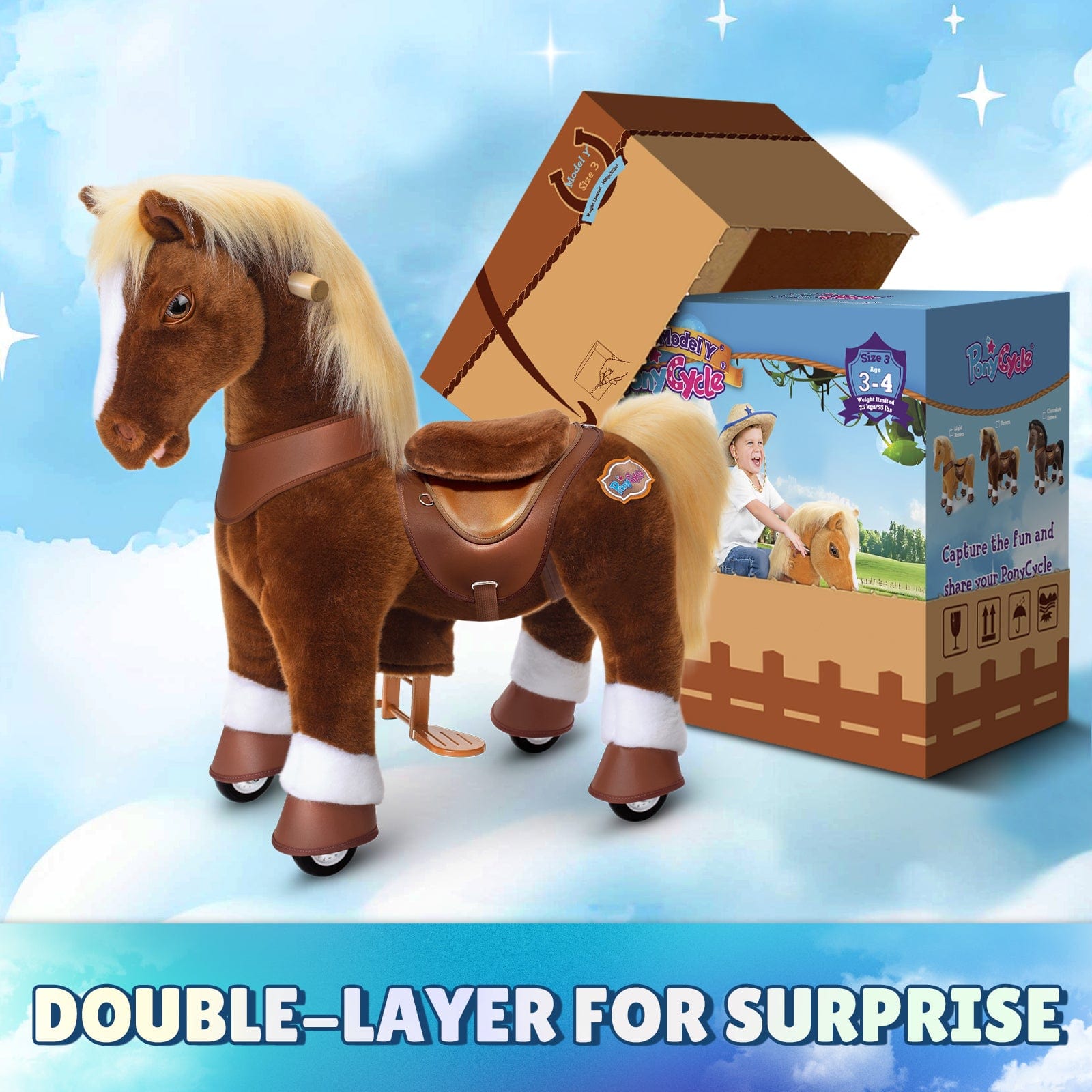 PonyCycle, Inc. Model Y Brown Horse Rideable Toy for Age 3-4