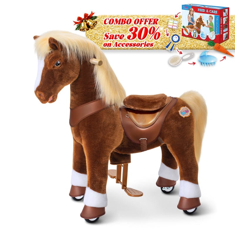 PonyCycle, Inc. Brown / Size 3 for Age 3-5 / Blue Feed & Care Set Save 30% on Accessories - PonyCycle® Model Y Ride on Pony With Accessory