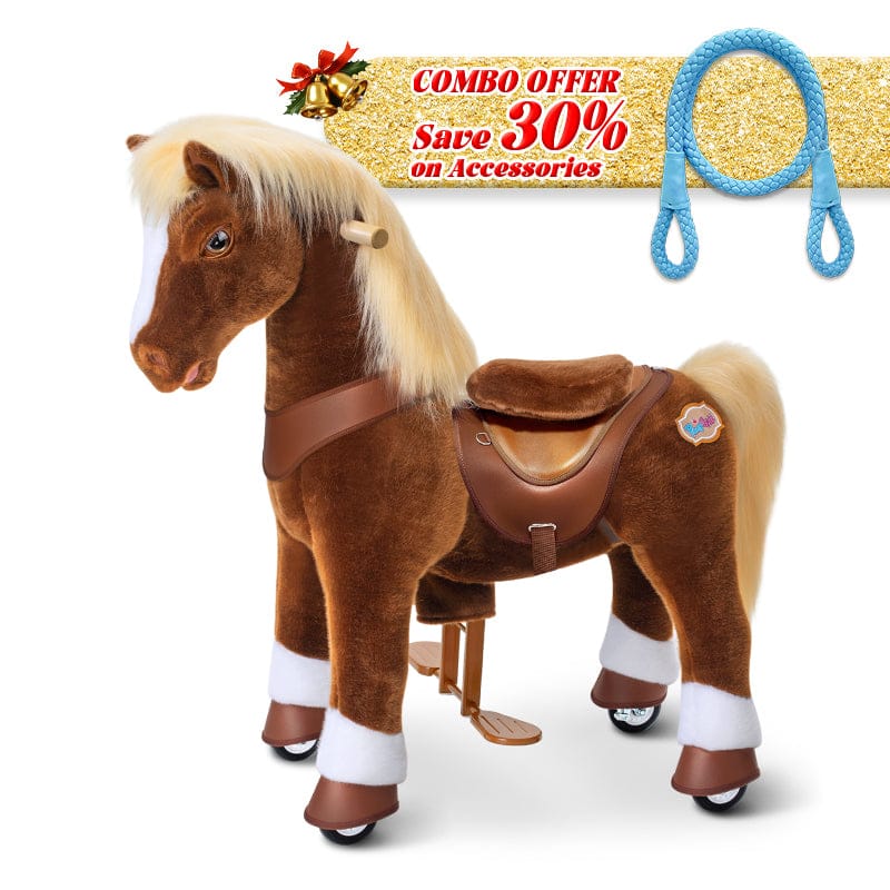 PonyCycle, Inc. Brown / Size 3 for Age 3-5 / Blue Rein Save 30% on Accessories - PonyCycle® Model Y Ride on Pony With Accessory