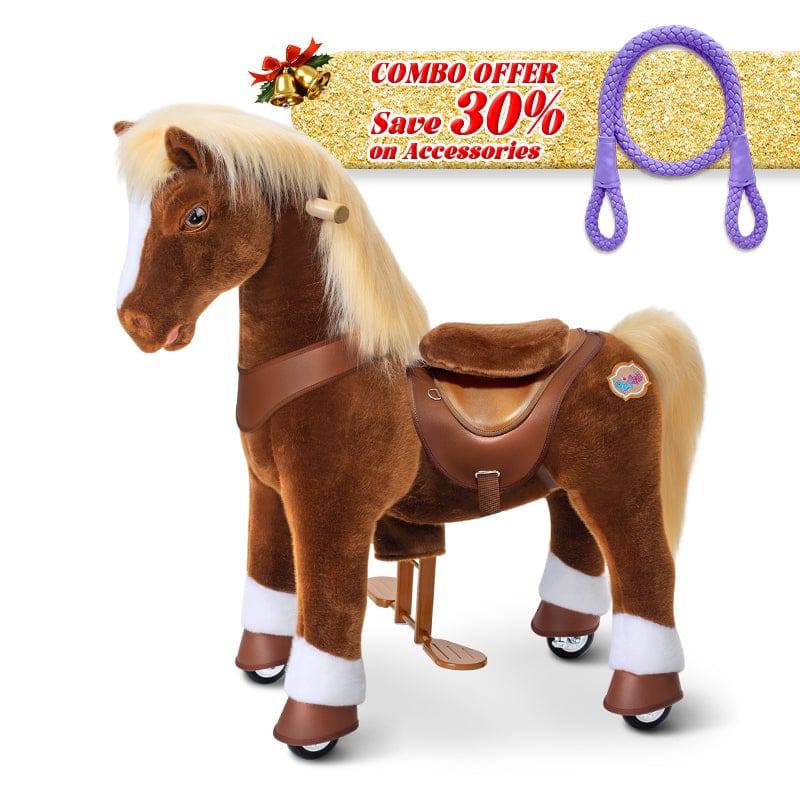 PonyCycle, Inc. Brown / Size 3 for Age 3-5 / Purple Rein Save 30% on Accessories - PonyCycle® Model Y Ride on Pony With Accessory