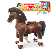 PonyCycle, Inc. Chocolate Brown / Size 3 for Age 3-5 / Blue Feed & Care Set Save 30% on Accessories - PonyCycle® Model Y Ride on Pony With Accessory