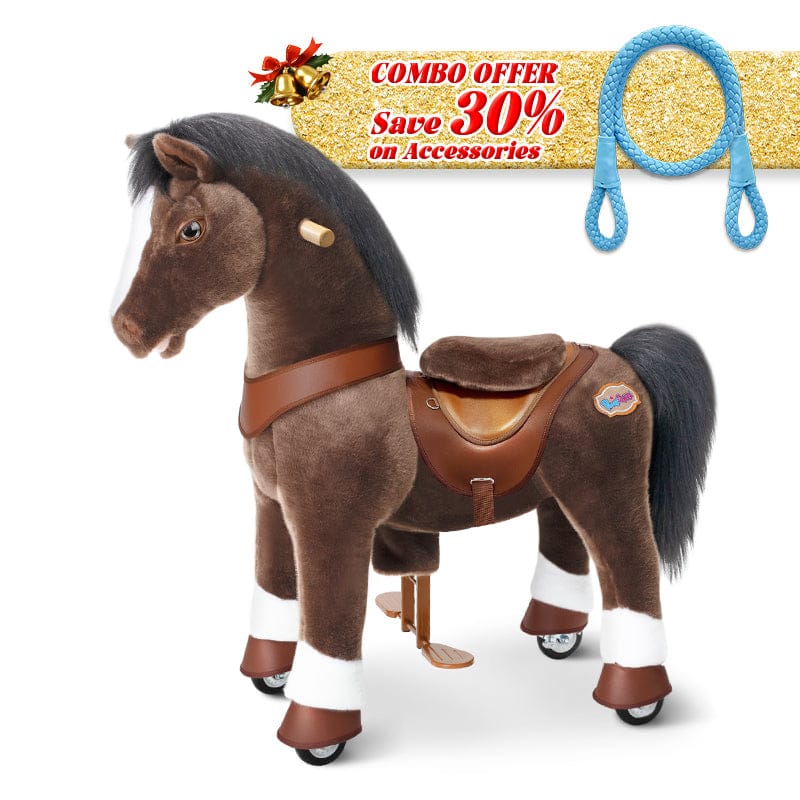 PonyCycle, Inc. Chocolate Brown / Size 3 for Age 3-5 / Blue Rein Save 30% on Accessories - PonyCycle® Model Y Ride on Pony With Accessory