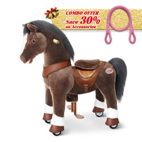 PonyCycle, Inc. Chocolate Brown / Size 3 for Age 3-5 / Pink Rein Save 30% on Accessories - PonyCycle® Model Y Ride on Pony With Accessory