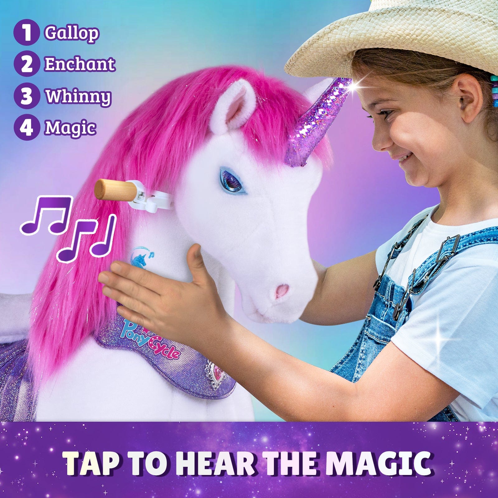 Pink and Purple Unicorn Rideable Toy for Toddler Age 3-4 | Model Y