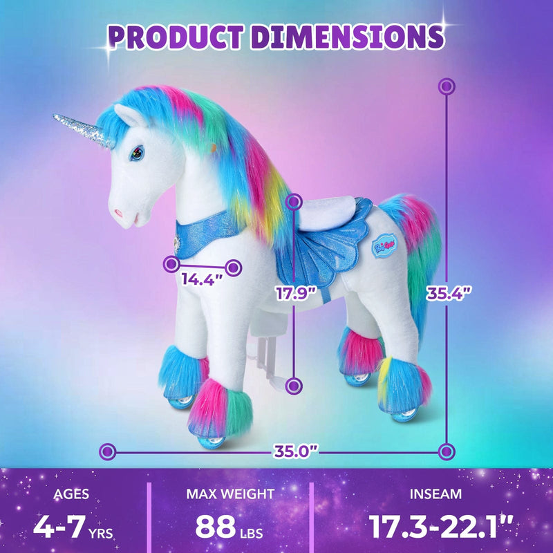 PonyCycle, Inc. Model Y Rainbow Unicorn Rideable Toy for Age 4-7