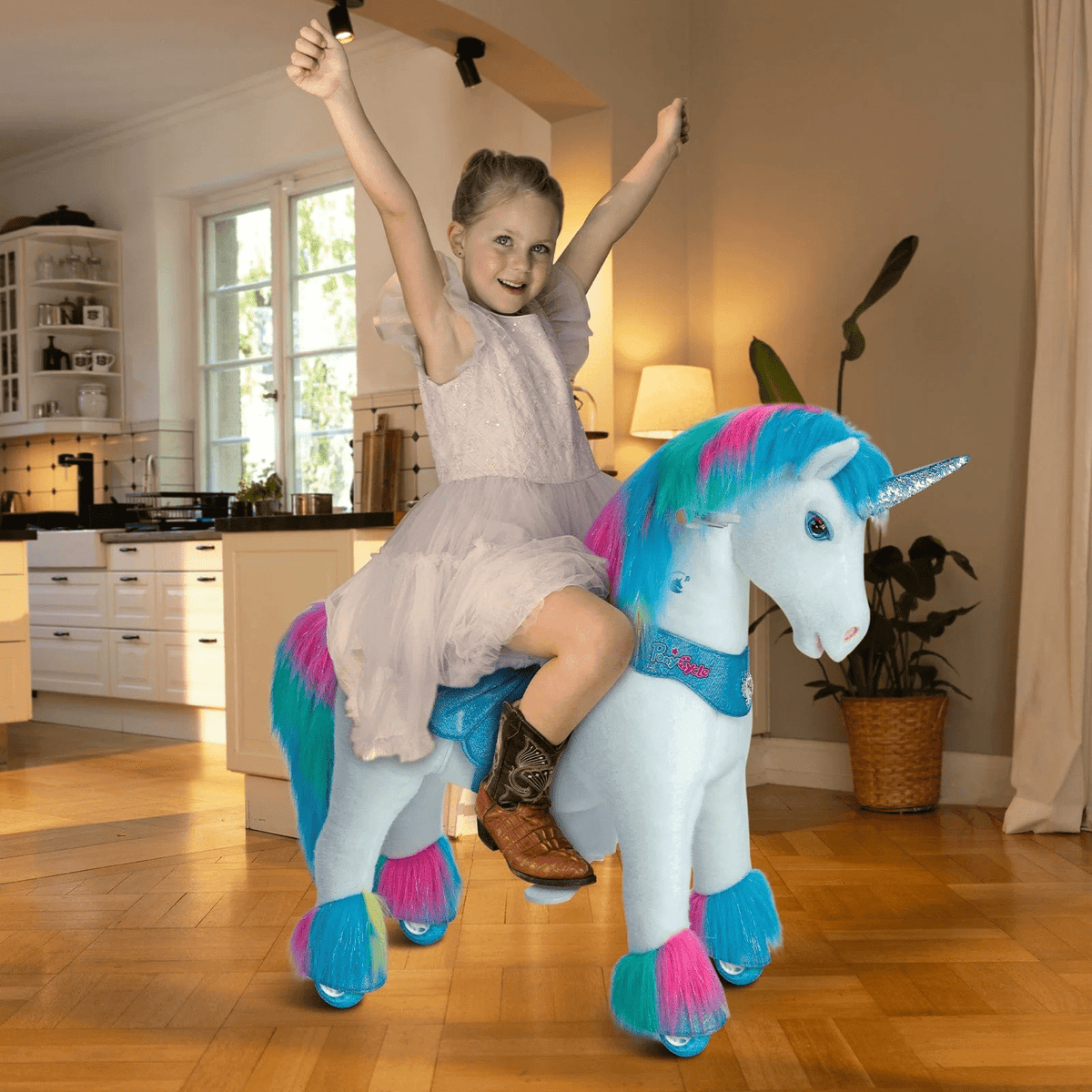 PonyCycle, Inc. Model Y Rainbow Unicorn Rideable Toy for Age 4-7 - Launching October