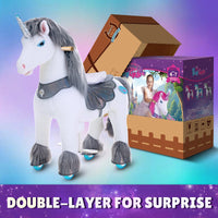 PonyCycle, Inc. Model Y Grey Unicorn Rideable Toy for Age 4-7