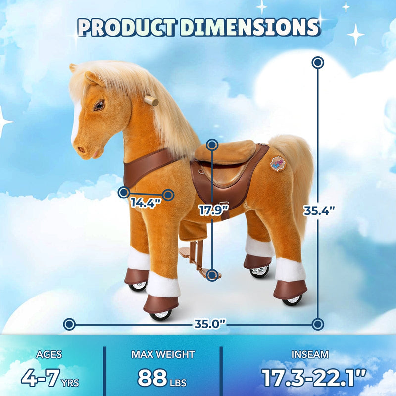 PonyCycle, Inc. Model Y Light Brown Horse Rideable Toy for Age 4-7