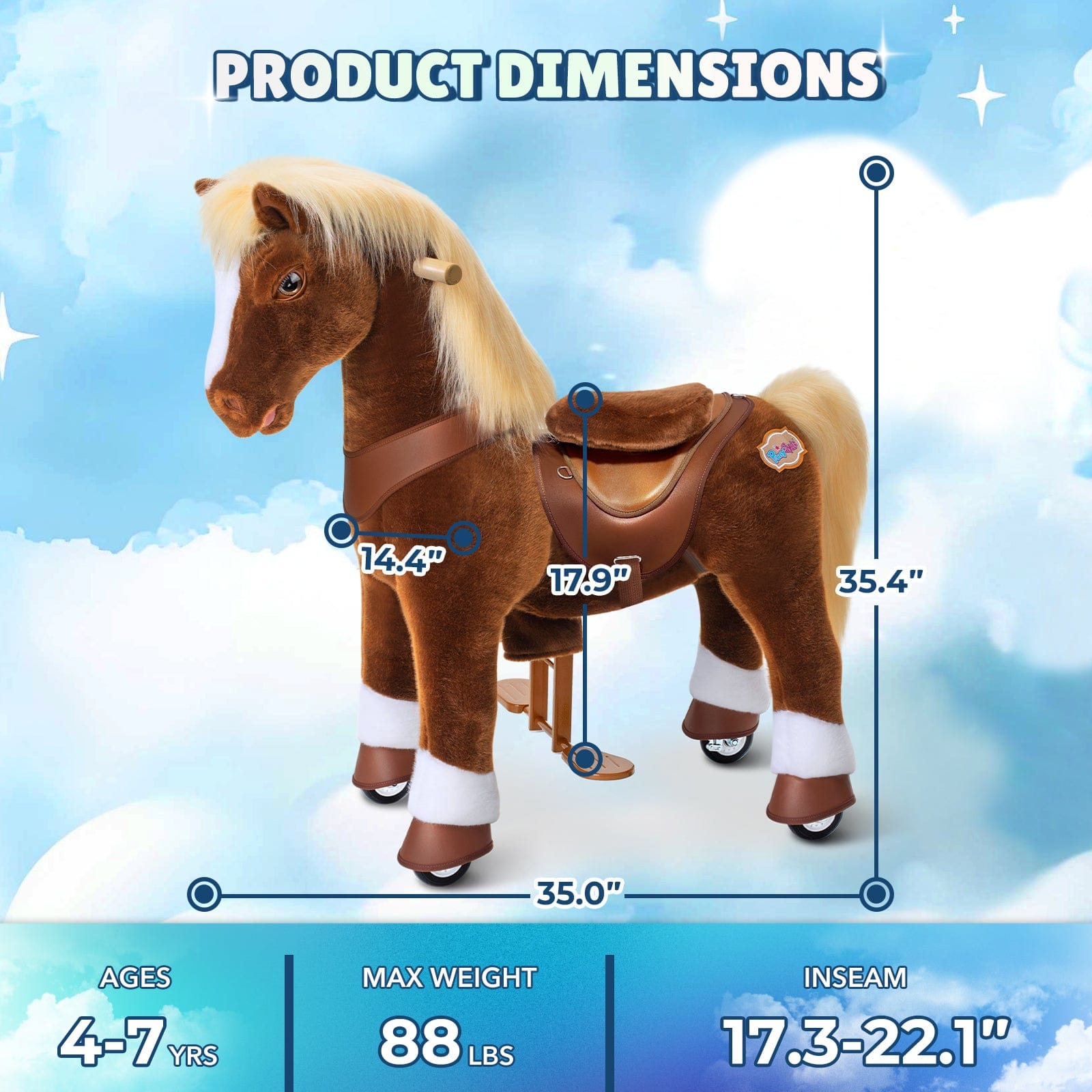 PonyCycle, Inc. Model Y Brown Horse Rideable Toy for Age 4-7
