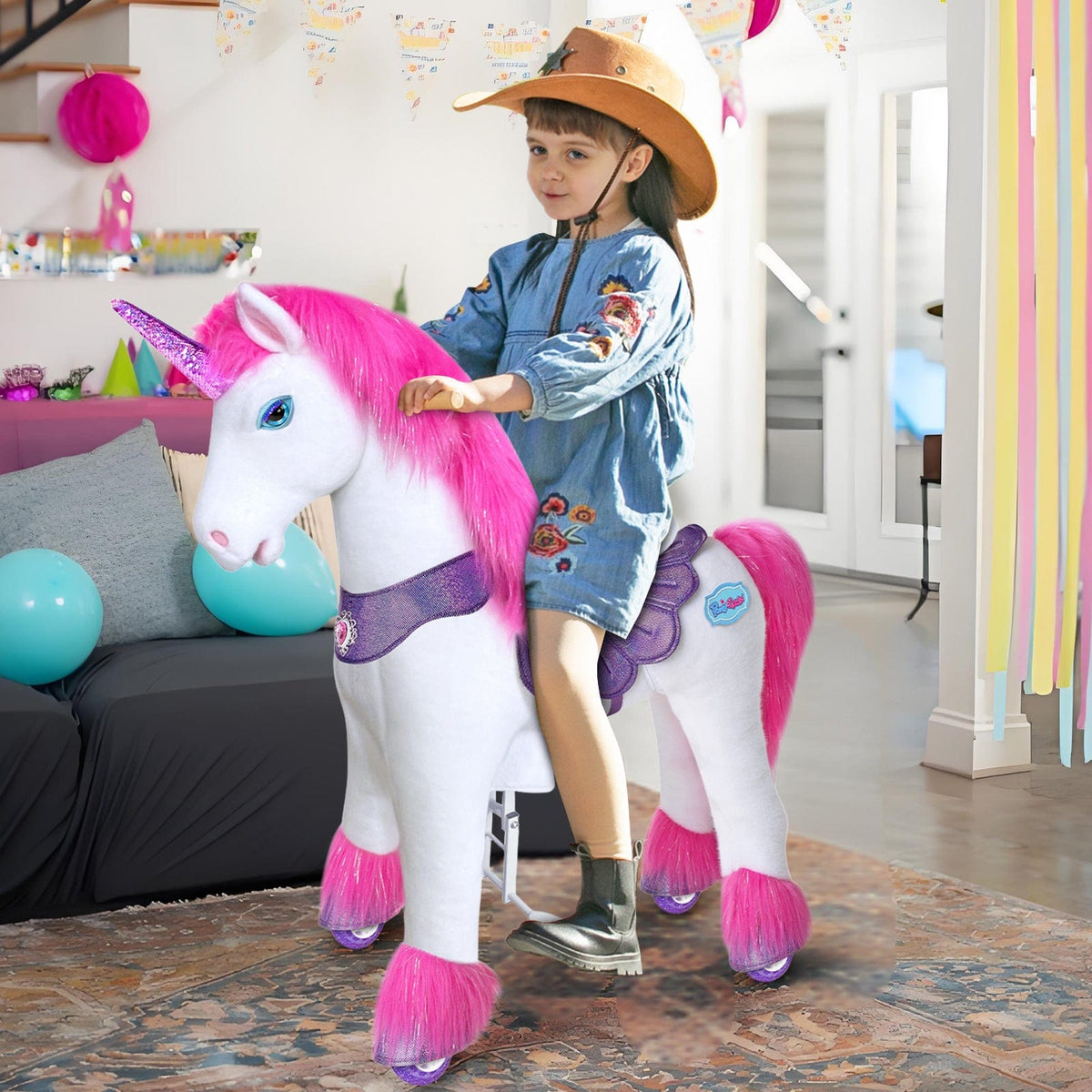 PonyCycle, Inc. Model Y Pink/Purple Unicorn Rideable Toy for Big Kids - Launching October