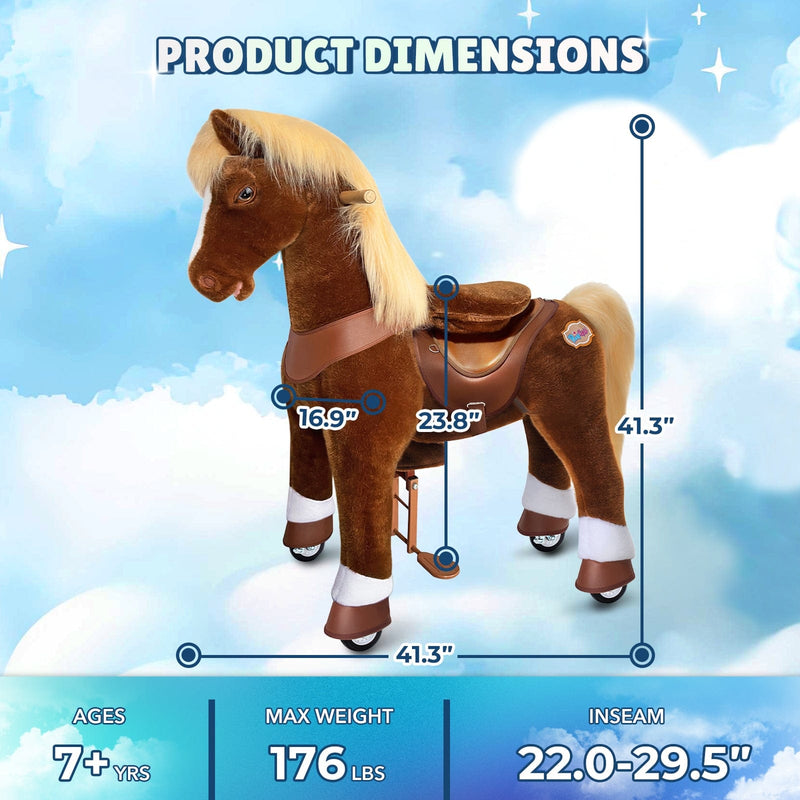 PonyCycle, Inc. Model Y Brown Horse Rideable Toy for Big Kids