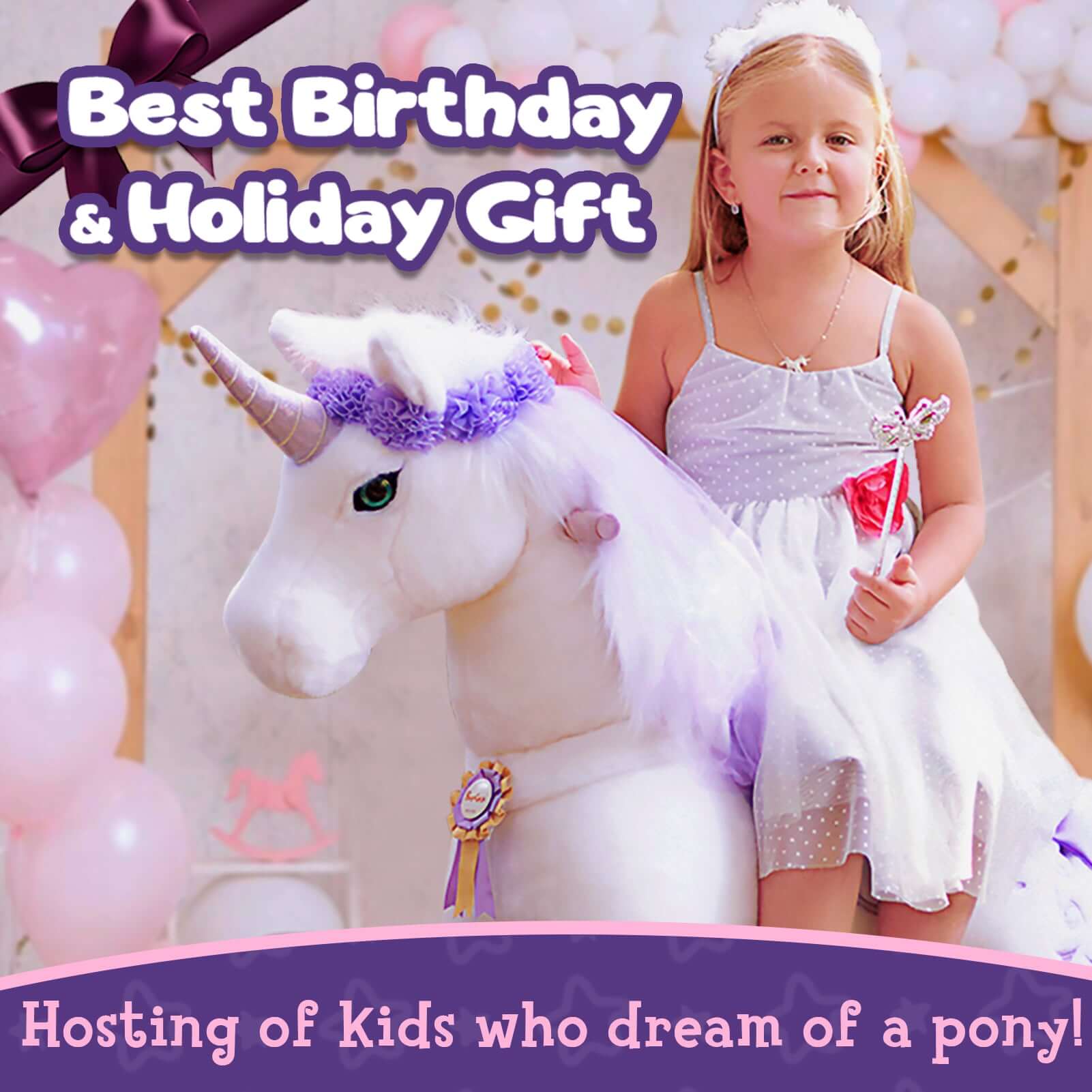 PonyCycle, Inc. PonyCycle K Purple Unicorn Ride-on Toy Age 4-8 (Accessories included)