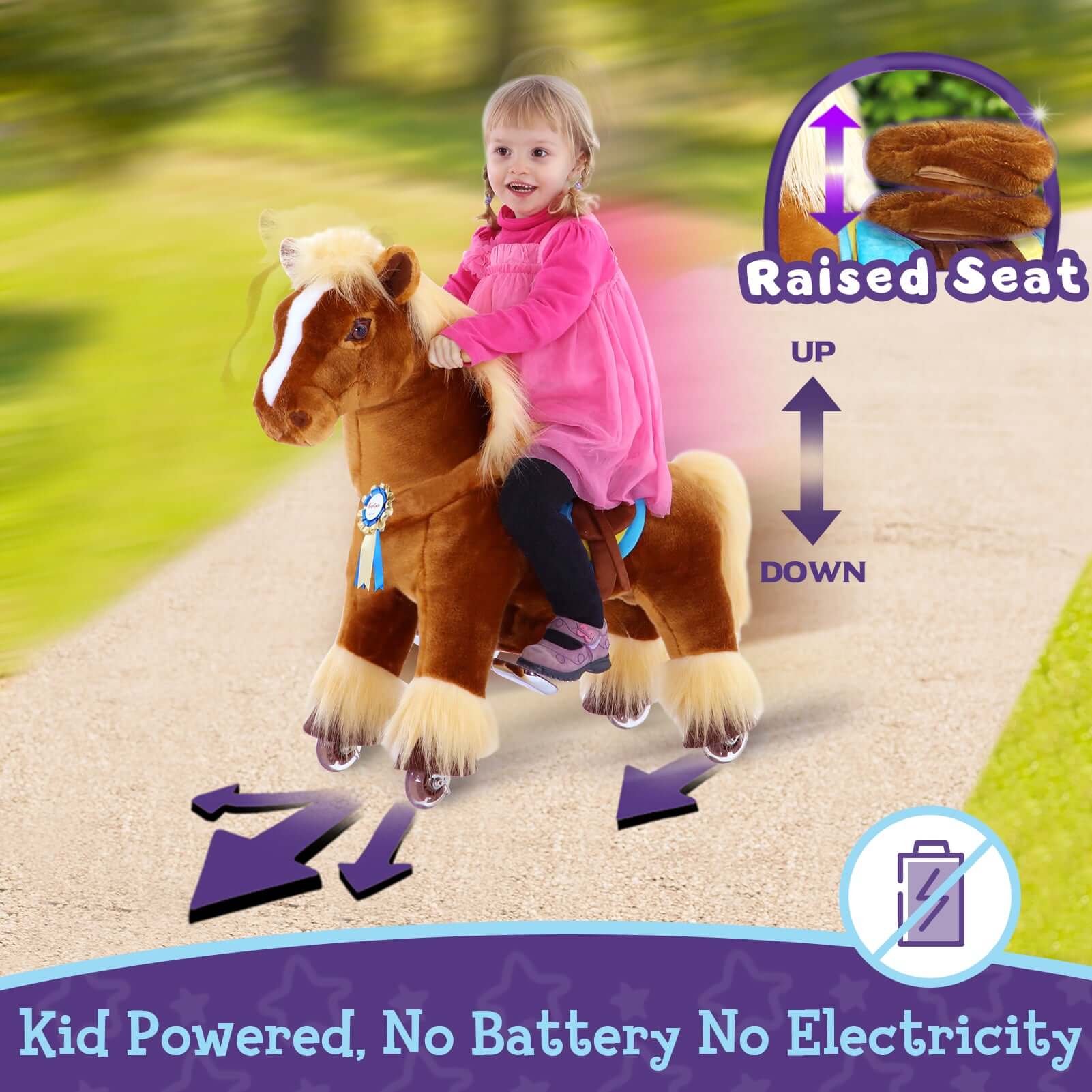 PonyCycle, Inc. ride on horse PonyCycle K Brown Horse for Age 4-8 (Accessories included)