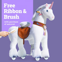 PonyCycle, Inc. ride on toy White / Size 5 for Age 7+ FREE Brush Ribbon Set With Unicorn Purchase  - Black Friday Set